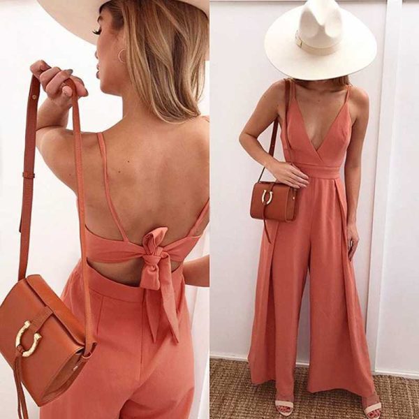 Formal Sleeveless Wrap Front Wide Leg Palazzo Jumpsuit